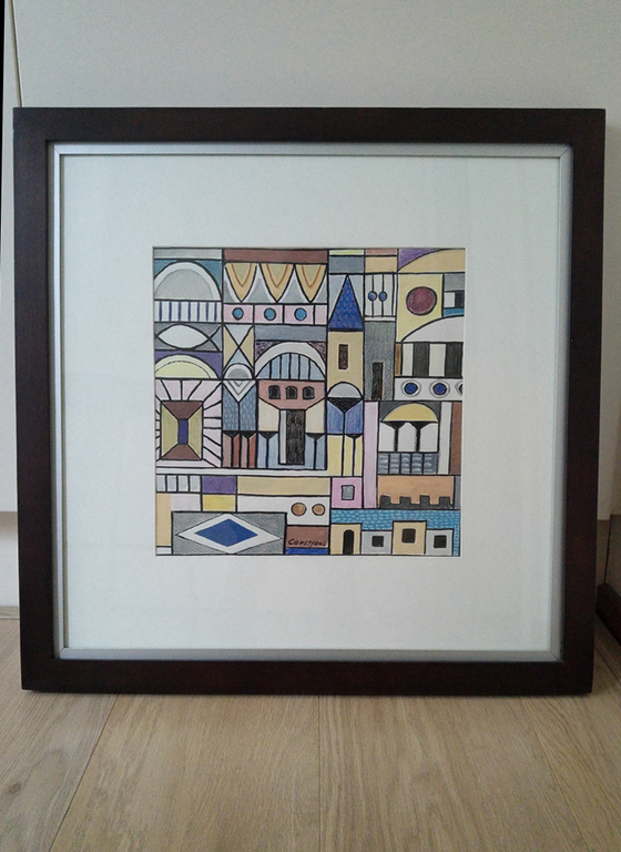 Toine Corstjens - Gouache - Binnenstad kopen? Bied vanaf 125!