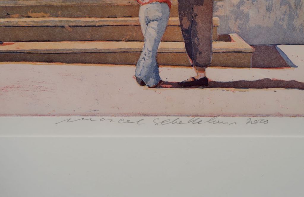 Marcel Schellekens: Ets, Zondagmorgen - Ingelijst kopen? Bied vanaf 40!