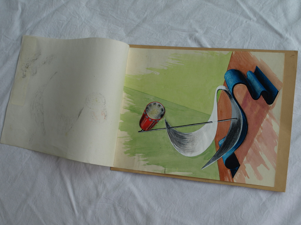 Pieter Vrouwe (1928) – Aquarel – Ontwerp schemerlamp “Metavorm” – 1955 kopen? Bied vanaf 1!