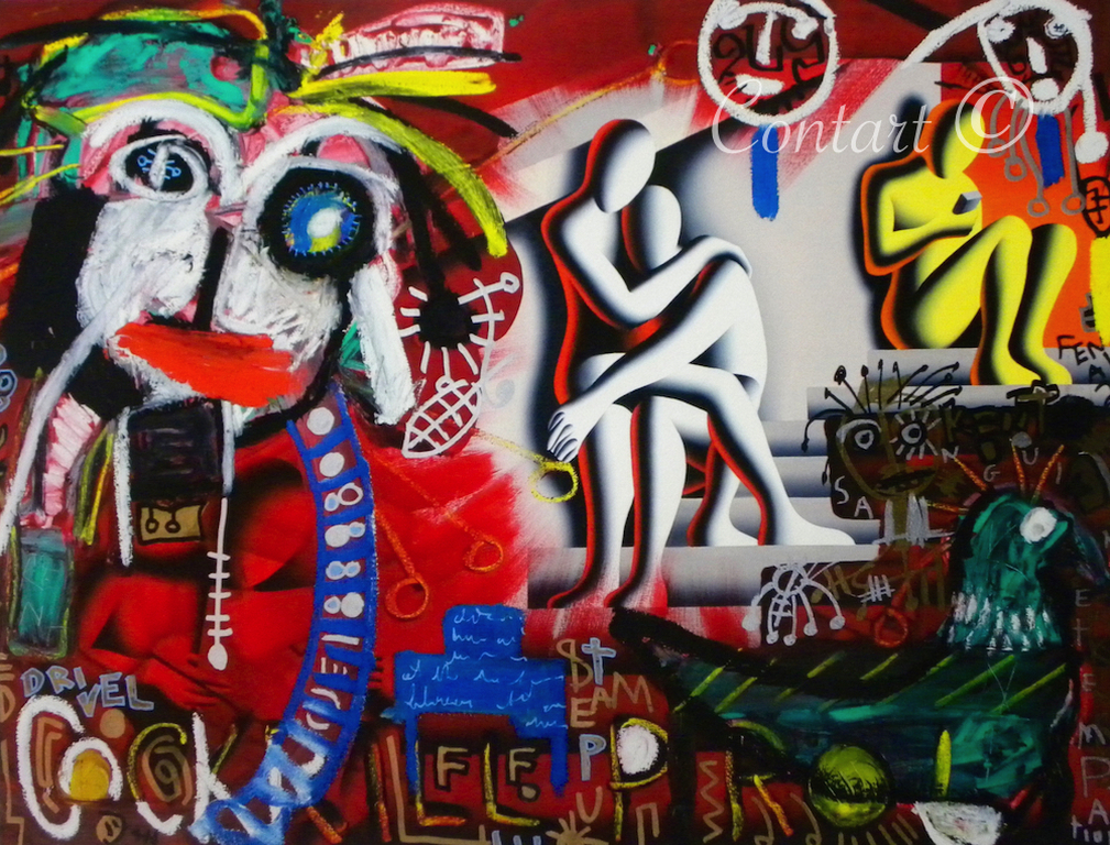 'One Step beyond' - Giclee - gesigneerd door Mark en Paul Kostabi - 2013  kopen? Bied vanaf 195!