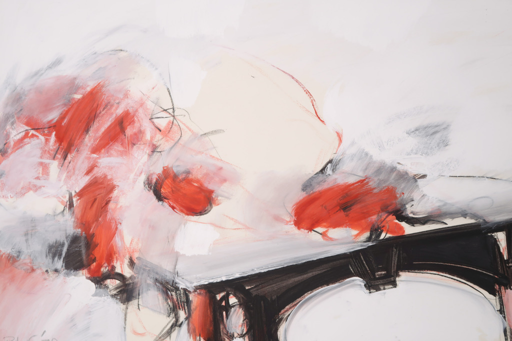 Peter John Voormeij: Gouache en krijt, Fire-place-magic verkocht voor € 100!