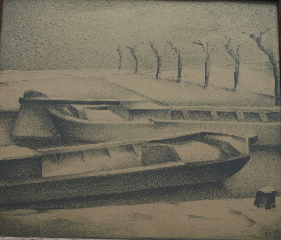 Aart van Dobbenburgh : Litho – Bootjes – gesigneerd & ingelijst - 1927 kopen? Bied vanaf 1!