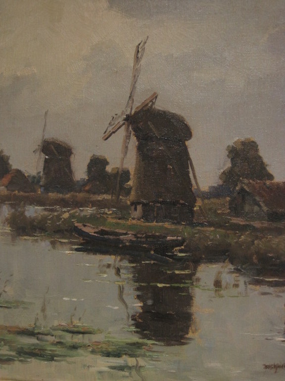 Aris Knikker 1887-1962 "Molens in polderlandschap" gesigneerd ca. 1930 kopen? Bied vanaf 1!
