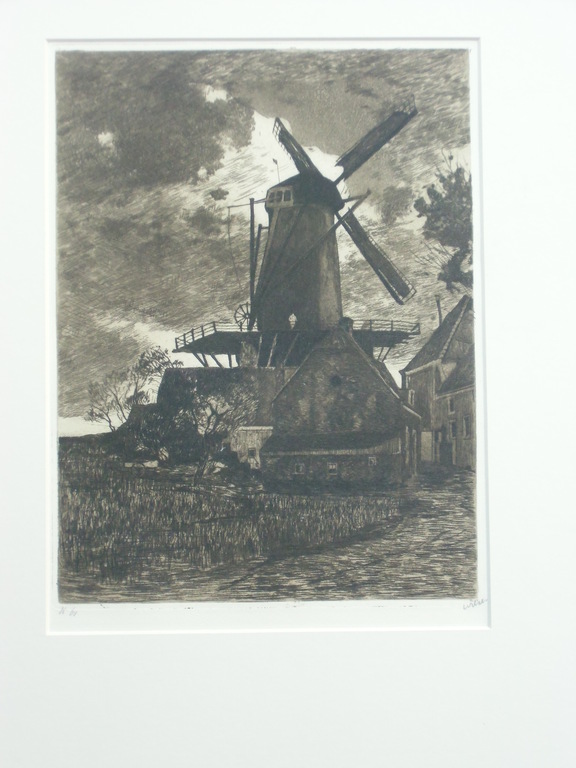 KORENMOLEN WIJK BIJ DUURSTEDE // ETS EN AQUATINT VAN WILLEM WITSEN verkocht voor € 160!