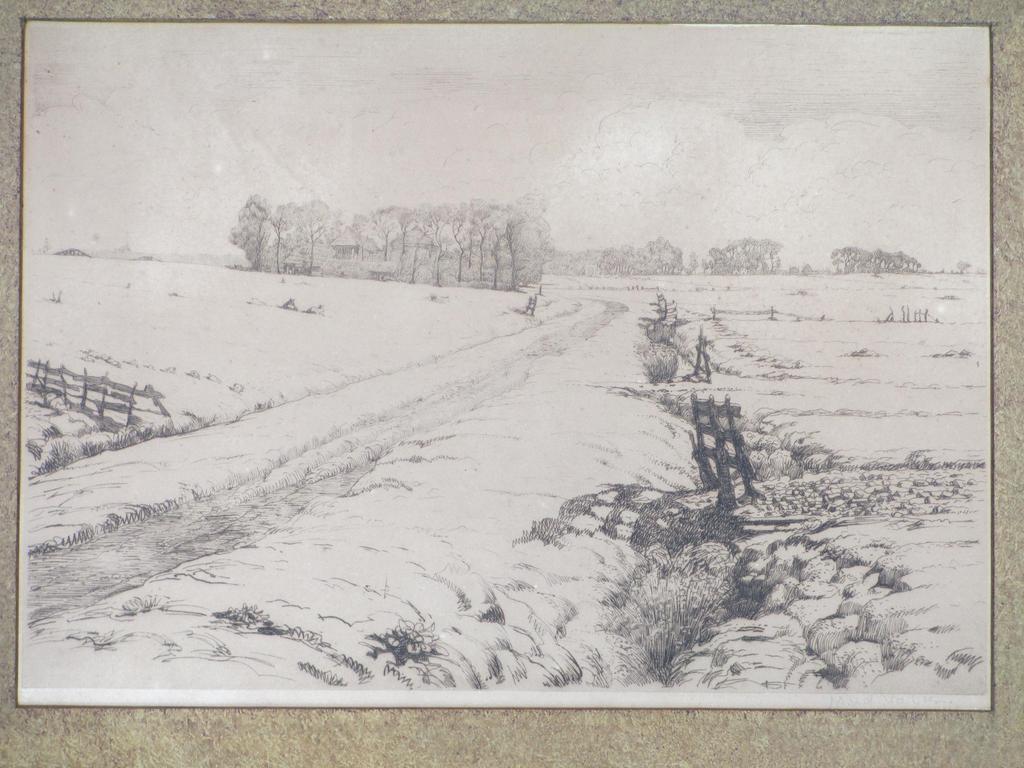 Maurits van der Valk, Polderlandschap in de sneeuw,  Ets verkocht voor € 50!