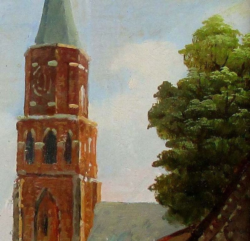 Kunstenaar onbekend: Olieverfschilderij, Stadsgezicht kopen? Bied vanaf 15!