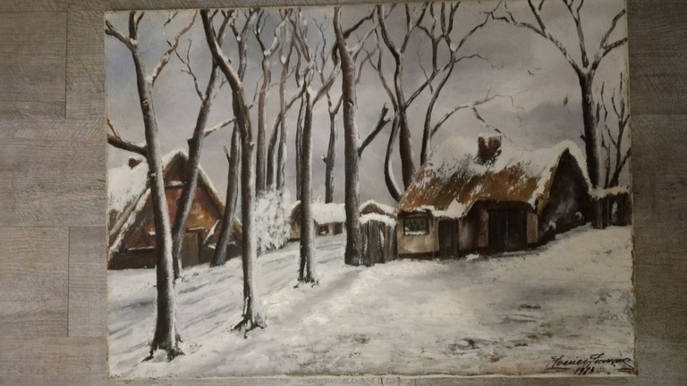 Onbekend kunstenaar, Olieverf op doek, Winterlandschap kopen? Bied vanaf 1!