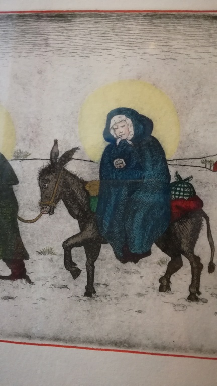 Onbekend kunstenaar, Ingekleurde Ets, Oud Kersttafereel kopen? Bied vanaf 1!