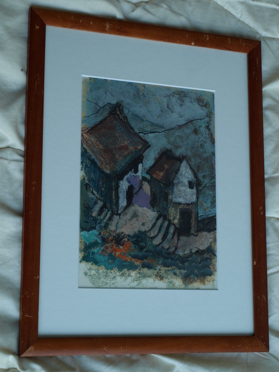 Olieverf op papier – Landschap met huizen – ingelijst – ca 1e helft 20e eeuw kopen? Bied vanaf 1!