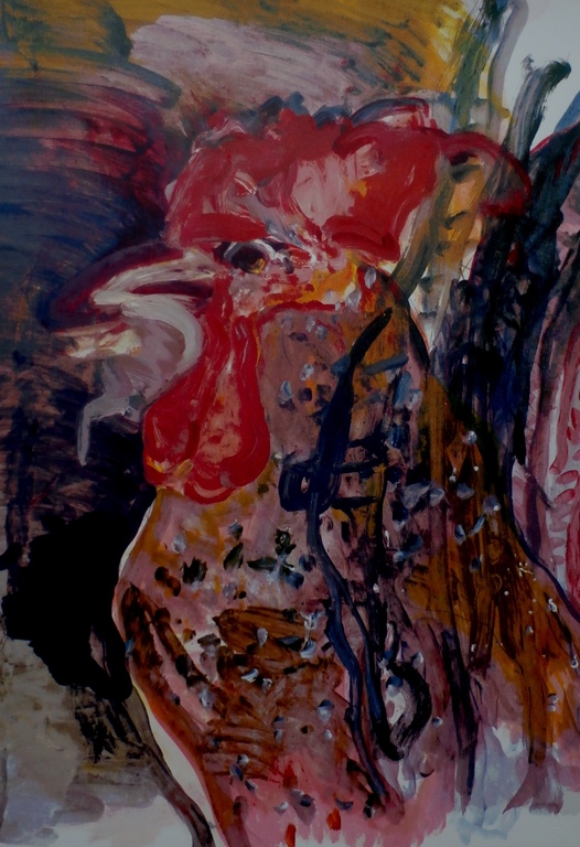 Kees van Bohemen - Zeefdruk - "Haan" verkocht voor € 60!