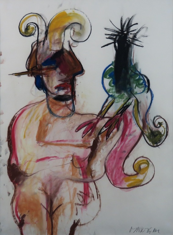 Anton Martineau: Pasteltekening, Vrouw met vogel - Ingelijst (groot) kopen? Bied vanaf 150!