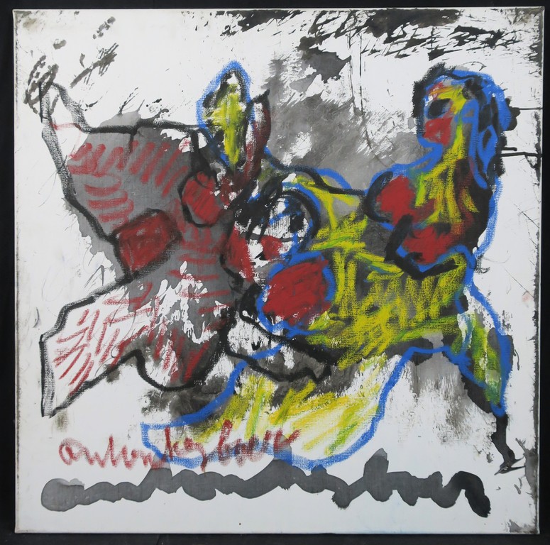 Anton Heyboer: Gemengde techniek op doek, (Olieverf) verkocht voor € 620!