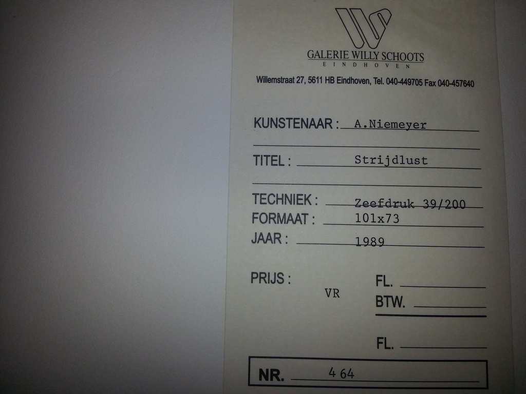 Albert Niemeyer (1951) - Zeefdruk 39/200, gesigneerd en gedateerd '89 kopen? Bied vanaf 45!