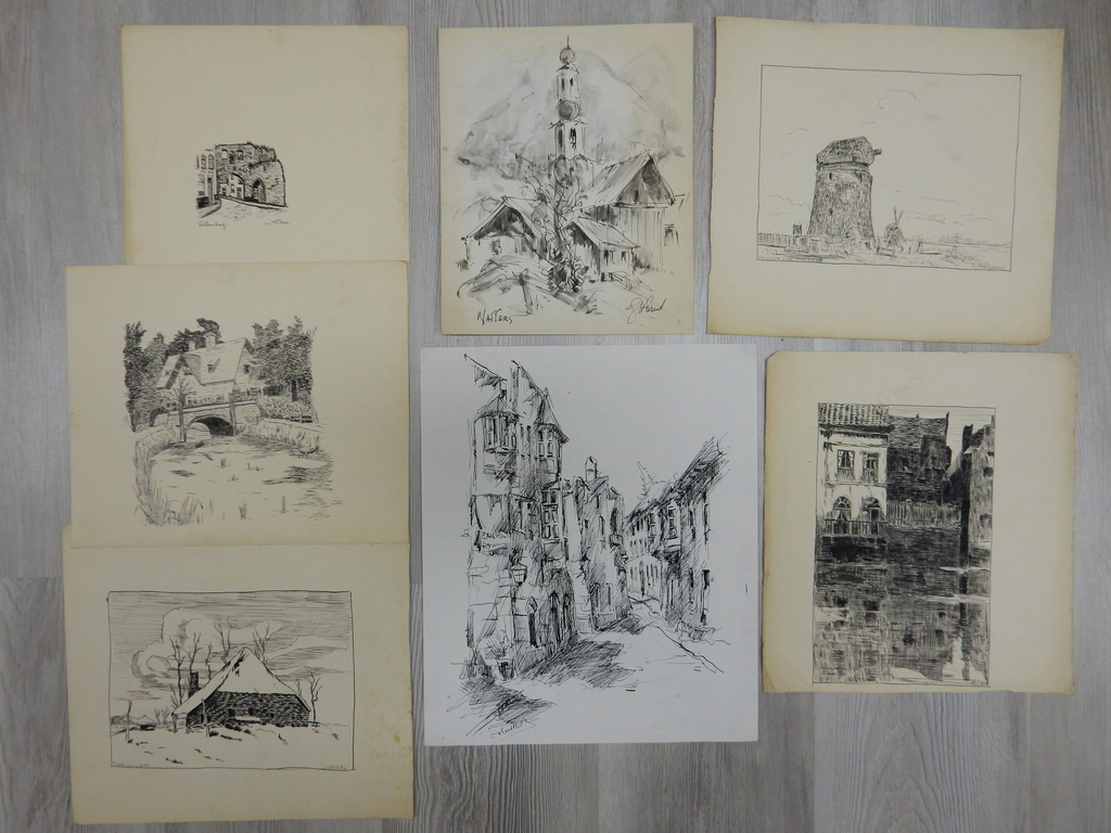 Job Frese (1914-1986) - serie van 7 tekeningen kopen? Bied vanaf 1!