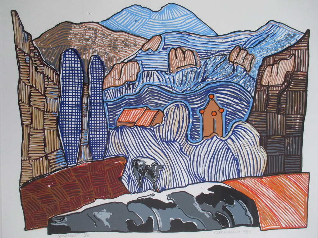 Conny Sprinkhuizen, ingelijste zeefdruk "Souspierre" in Barth-lijst verkocht voor € 50!