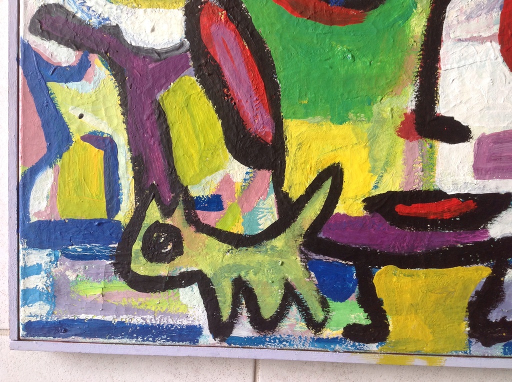 Janna: olieverf op linnen , cobra achtig werk kopen? Bied vanaf 85!