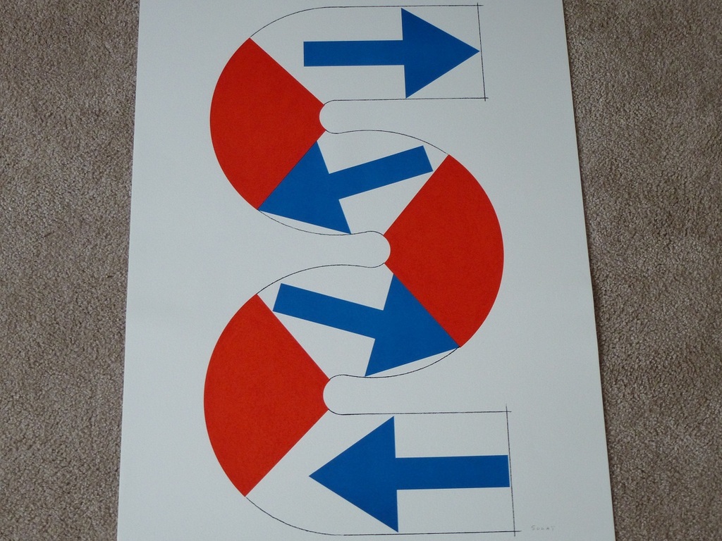 Kumi Sugai, grote litho: Fleches Bleu, handgsigneerd,1990 verkocht voor € 140!