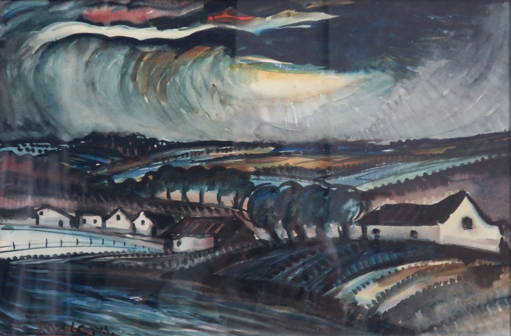 Jacques Mels: Aquarel, Landschap - Ingelijst kopen? Bied vanaf 100!