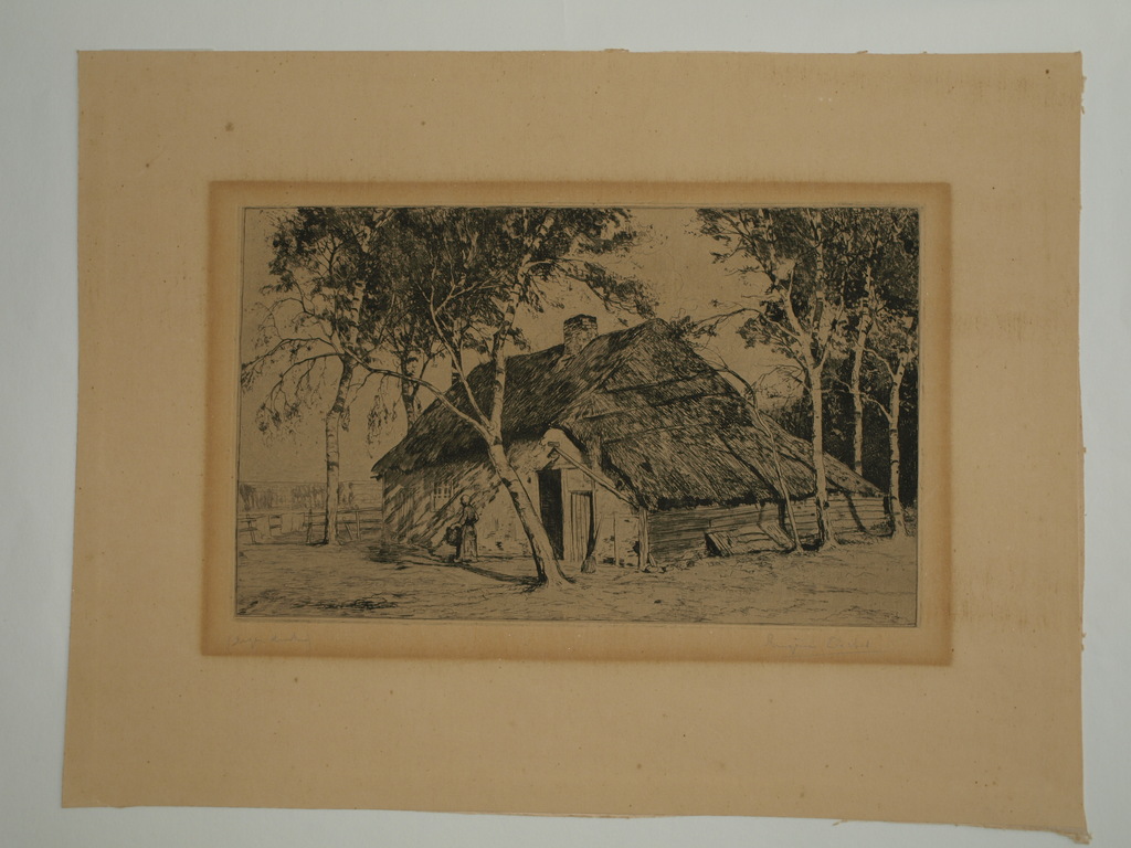 EUGÈNE LÜCKER (1876-1943) – ets – Boerderij  – Gesigneerd – Eigen druk kopen? Bied vanaf 1!