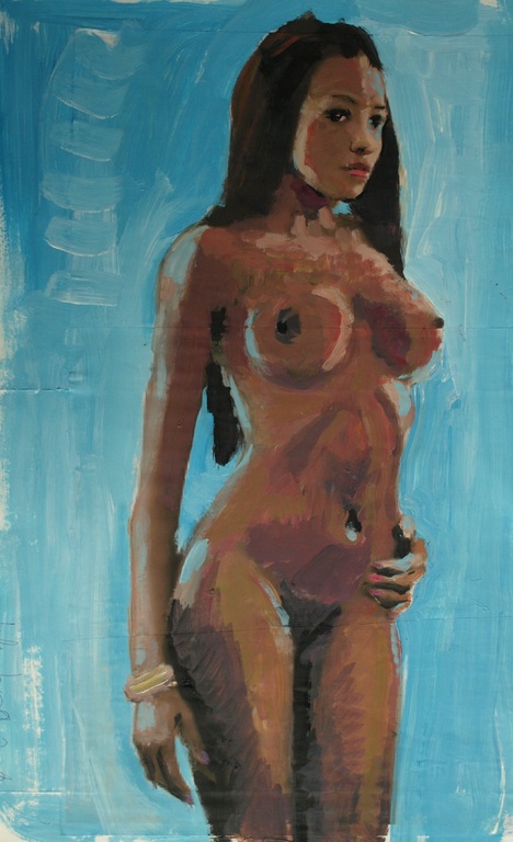 Peter Klashorst : acrylverf op papier , Naakte vrouw – 2016 kopen? Bied vanaf 75!