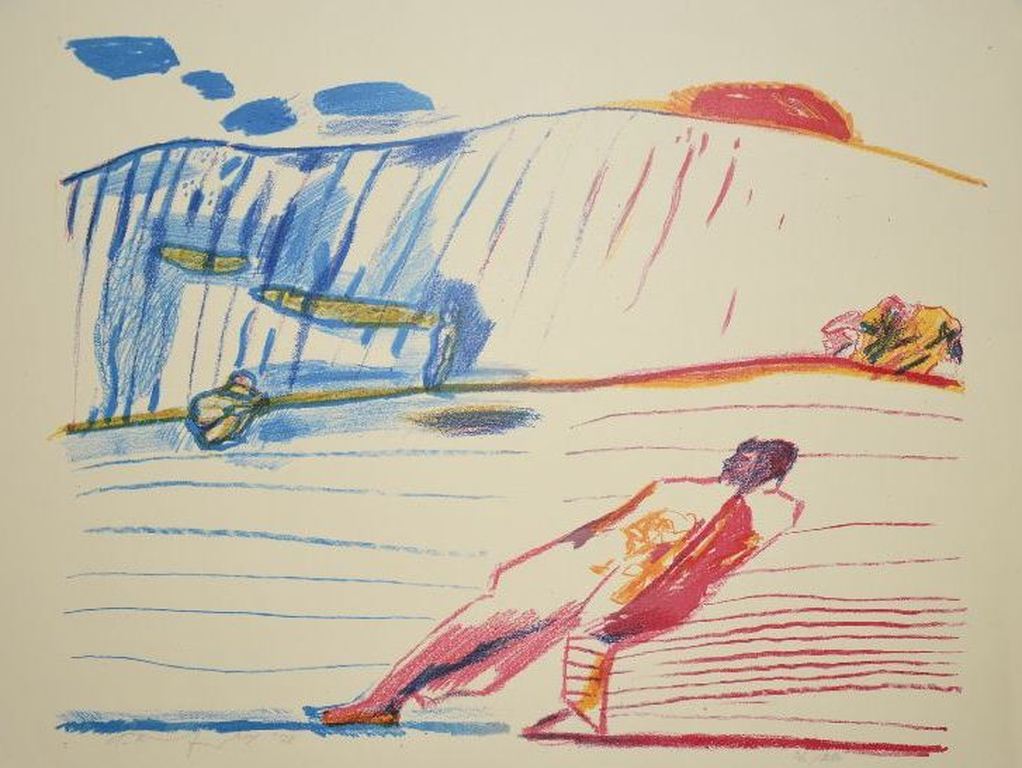 Pieter Defesche: Litho Zittende man, 1978 verkocht voor € 70!