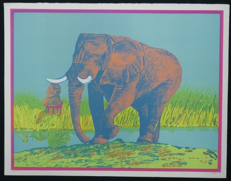 Antonio Segui: Litho, Olifant bij water kopen? Bied vanaf 20!