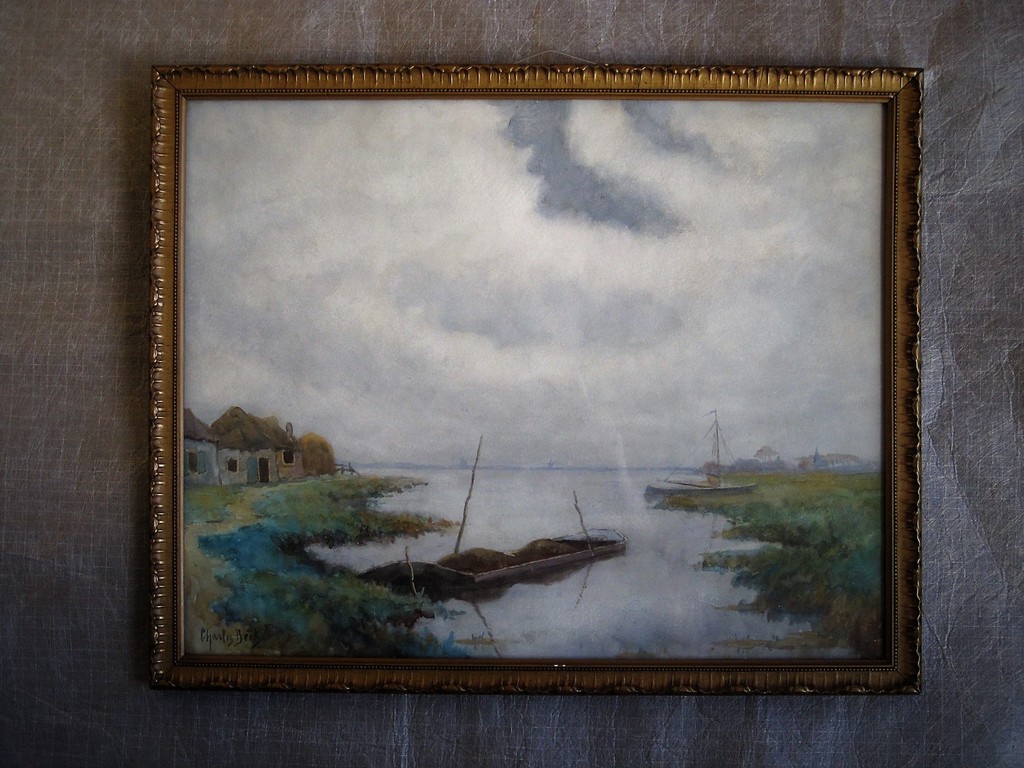 Sfeervol impressionistisch Aquarel "ochtend op de Loosdrechtse Plassen" gesignd verkocht voor € 55!