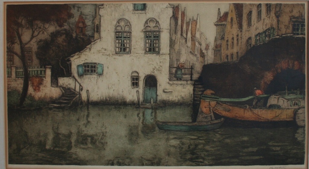 Alfred van Neste, ingekleurde ets kopen? Bied vanaf 40!