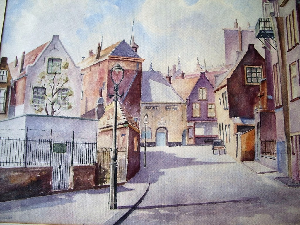 Wim Motz: tekening/aquarel, Achterhaven Rotterdam/Delfshaven kopen? Bied vanaf 50!