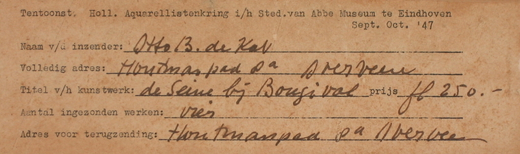 Otto B. de Kat aquarel "De Seine Bij Bougival" 1947 kopen? Bied vanaf 1100!