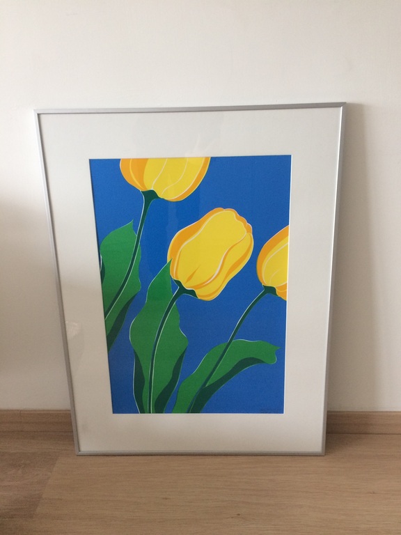 Joke van der Tuuk: zeefdruk, gele tulpen kopen? Bied vanaf 60!