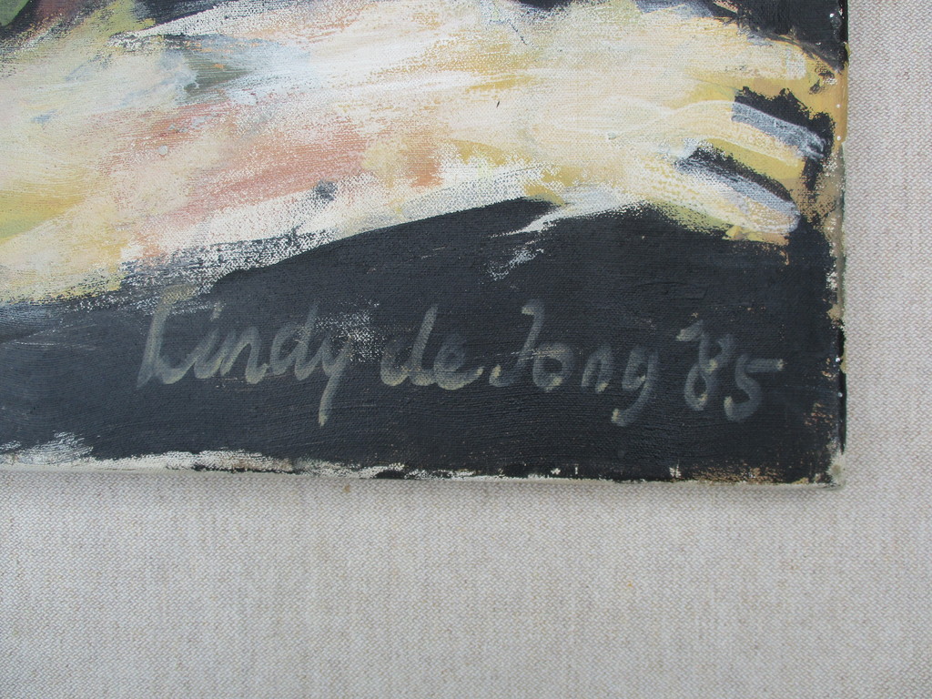 Lindy de Jong, Groot olieverf op doek, Zonder titel kopen? Bied vanaf 150!