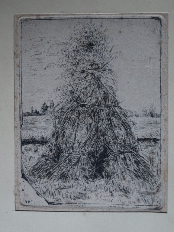 Onbekende kunstenaar : Ets – Hooiberg – gesigneerd – 1910 kopen? Bied vanaf 25!