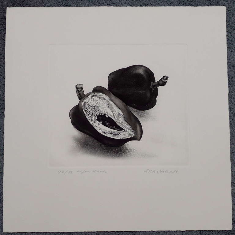 Dick Stolwijk, ets, eigendruk, beeldformaat 21.4 x 24.2  verkocht voor € 50!