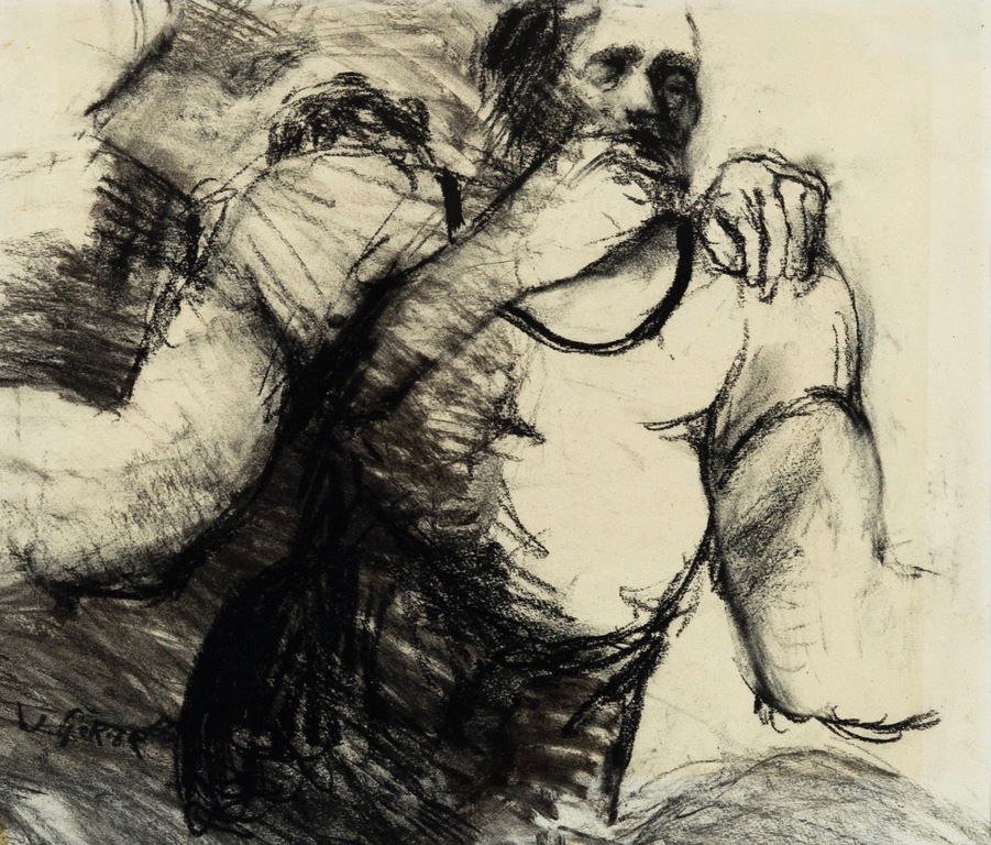 Onbekend gesigneerd: Krijttekening, Gevecht - Ingelijst kopen? Bied vanaf 1!