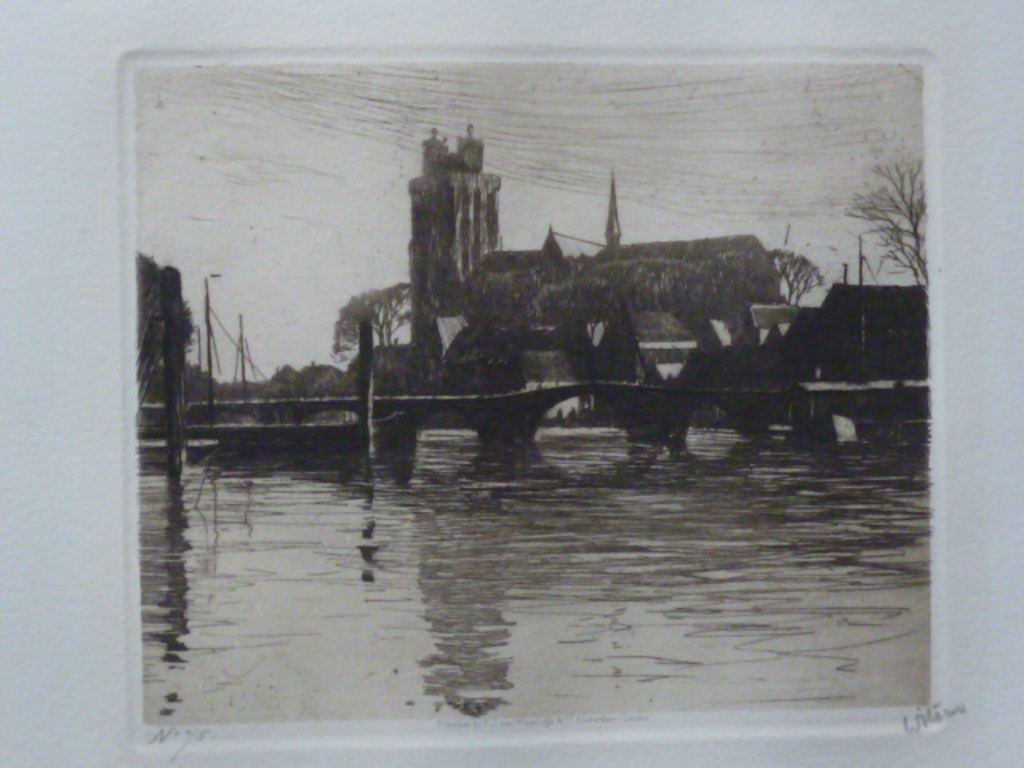 Willem Witsen - ets - De Grote Kerk, Dordrecht verkocht voor € 90!