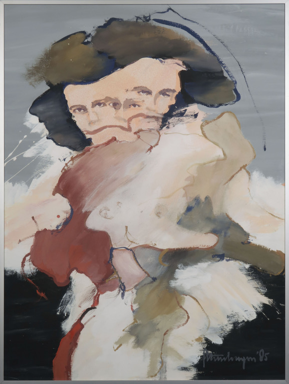 Guus Steenbergen: Gouache op papier, Elastisch - Ingelijst kopen? Bied vanaf 35!