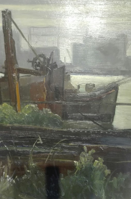 A.J.A. Hagen, klassiek schilderij olieverf op paneel, Havengezicht kopen? Bied vanaf 175!