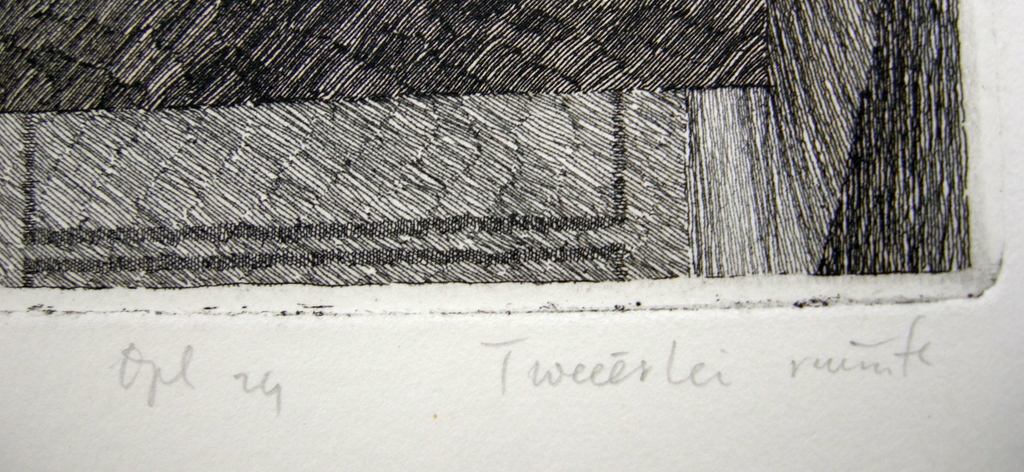 Henk van der Haar, ets, Tweeerlei ruimte kopen? Bied vanaf 25!