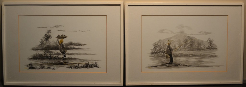 Onbekende kunstenaar: twee fraaie aquarellen - Indonesie - gesigneerd. kopen? Bied vanaf 1!