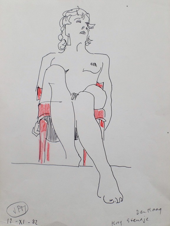 Piet Mulder 1919-2001 - Potlood tekening - Naaktmodel / Hoogstandje kopen? Bied vanaf 5!