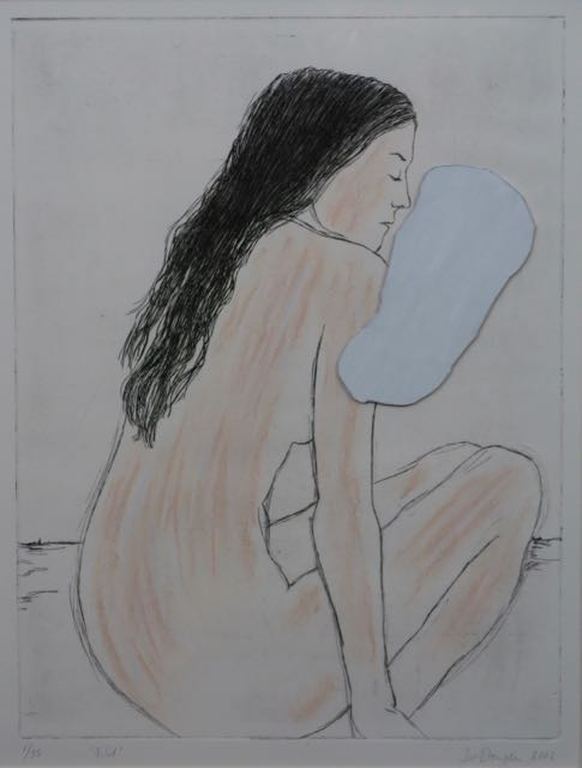 Iris van Dongen: Handgekleurde ets/ collage, Wit kopen? Bied vanaf 20!