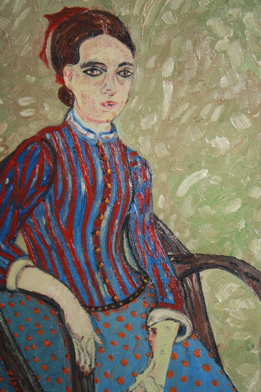 DAME IN STOEL NAIEF OLIEVERF  VAN T JANSEN kopen? Bied vanaf 1!