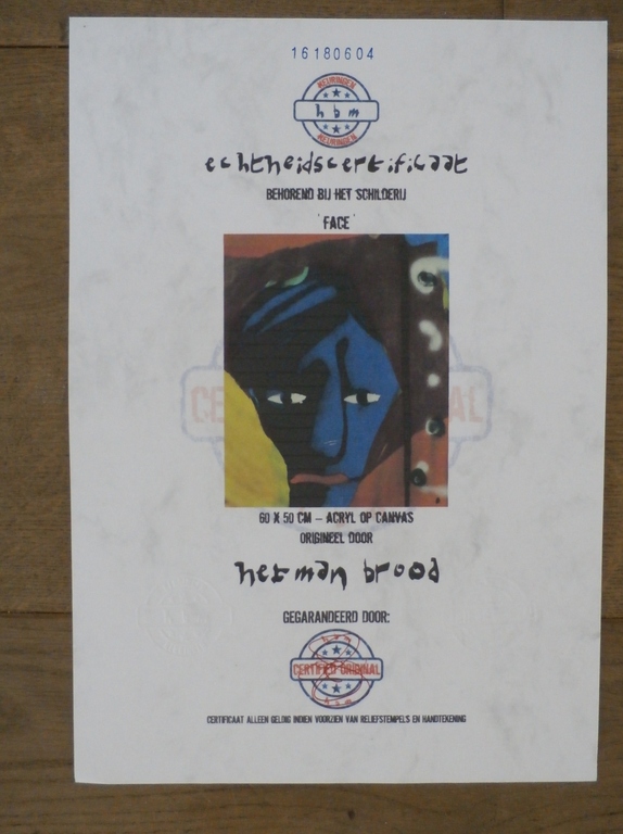 Herman Brood - Schilderij: Face - met certificaat HBM - *gratis verzending kopen? Bied vanaf 1399!