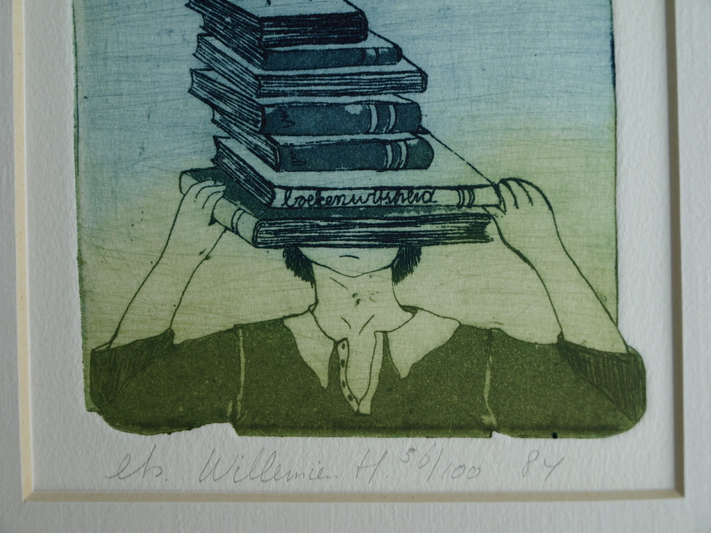 Willemien Holterman : Ets – Boekenwijsheid – Gesigneerd – 1984 kopen? Bied vanaf 1!