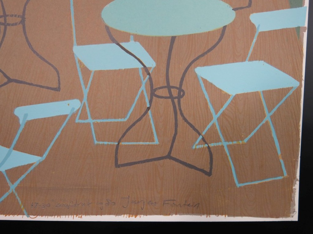 Jurjen Fontein: Zeefdruk, Terras met Appelbomen kopen? Bied vanaf 1!