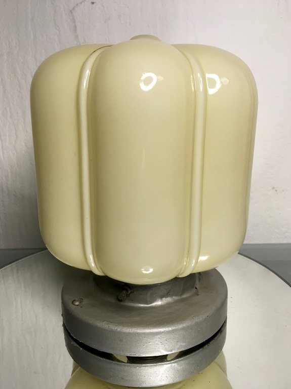 Grote glazen art deco plafond lamp met metalen armatuur kopen? Bied vanaf 19!