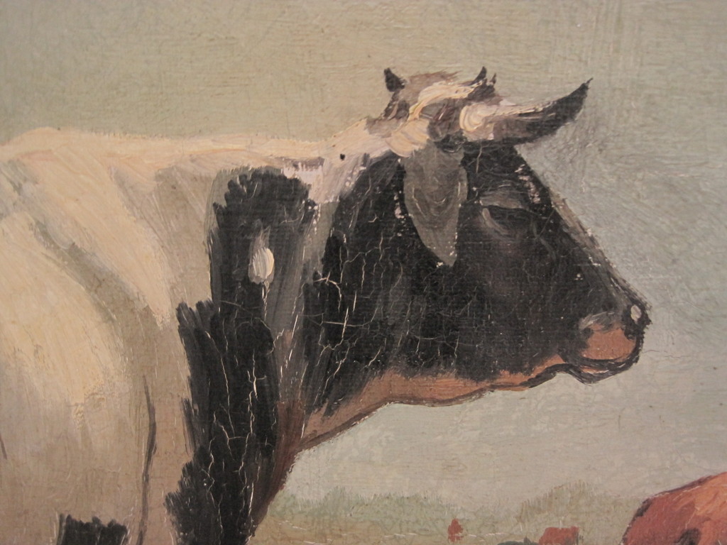 Willem F Hulk 1852-1906 olieverf "Koeien in polderlandschap" omstreeks 1880 kopen? Bied vanaf 1!