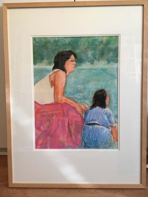 Gouache, kunstenaar onb, maar zeer mooi groter geheel met lijst en passe partout verkocht voor € 50!