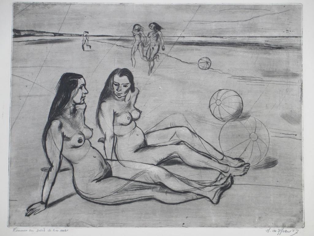 Hans van Efferen, Femmes au bord de la mer, Ets 1967 verkocht voor € 45!